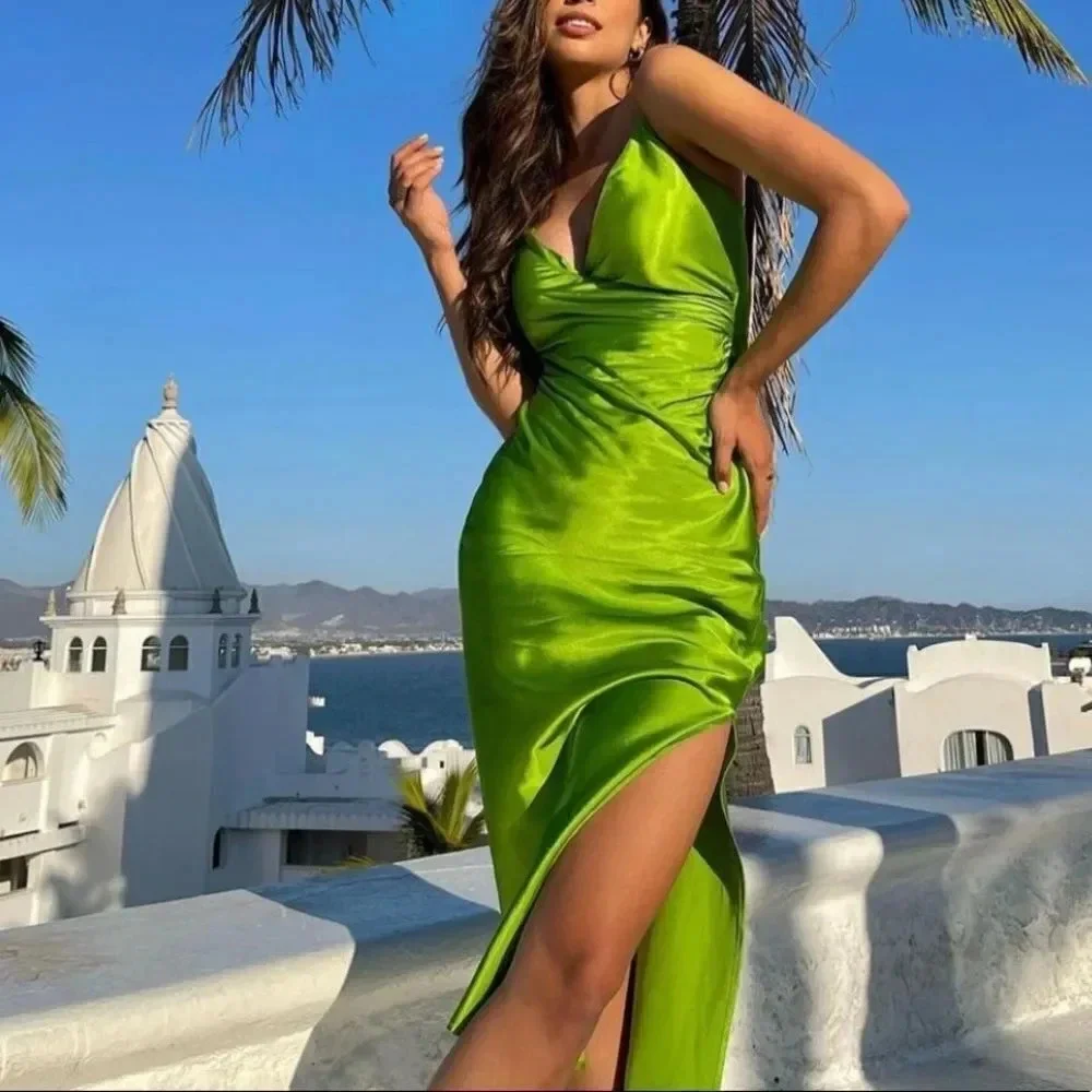Zara neon green slip dress - Picture 4 of 16